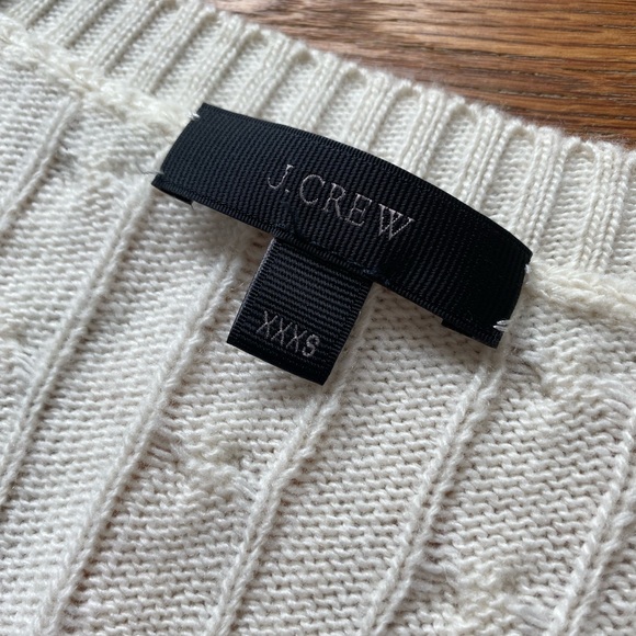 J Crew Cream V Neck Cable-knit Sweater Sz XXXS - Picture 2 of 3